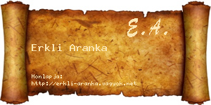 Erkli Aranka névjegykártya